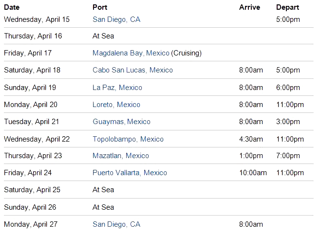 March 2020 Itinerary