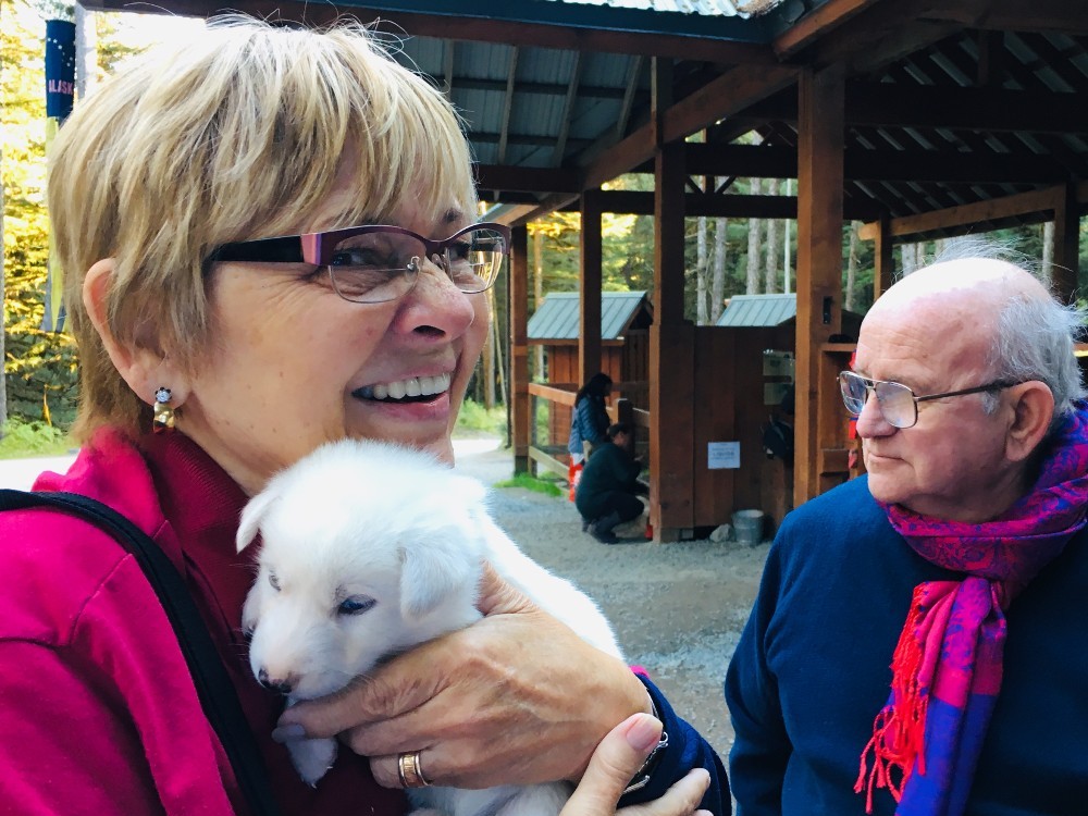 Blonde Lady with Puppy